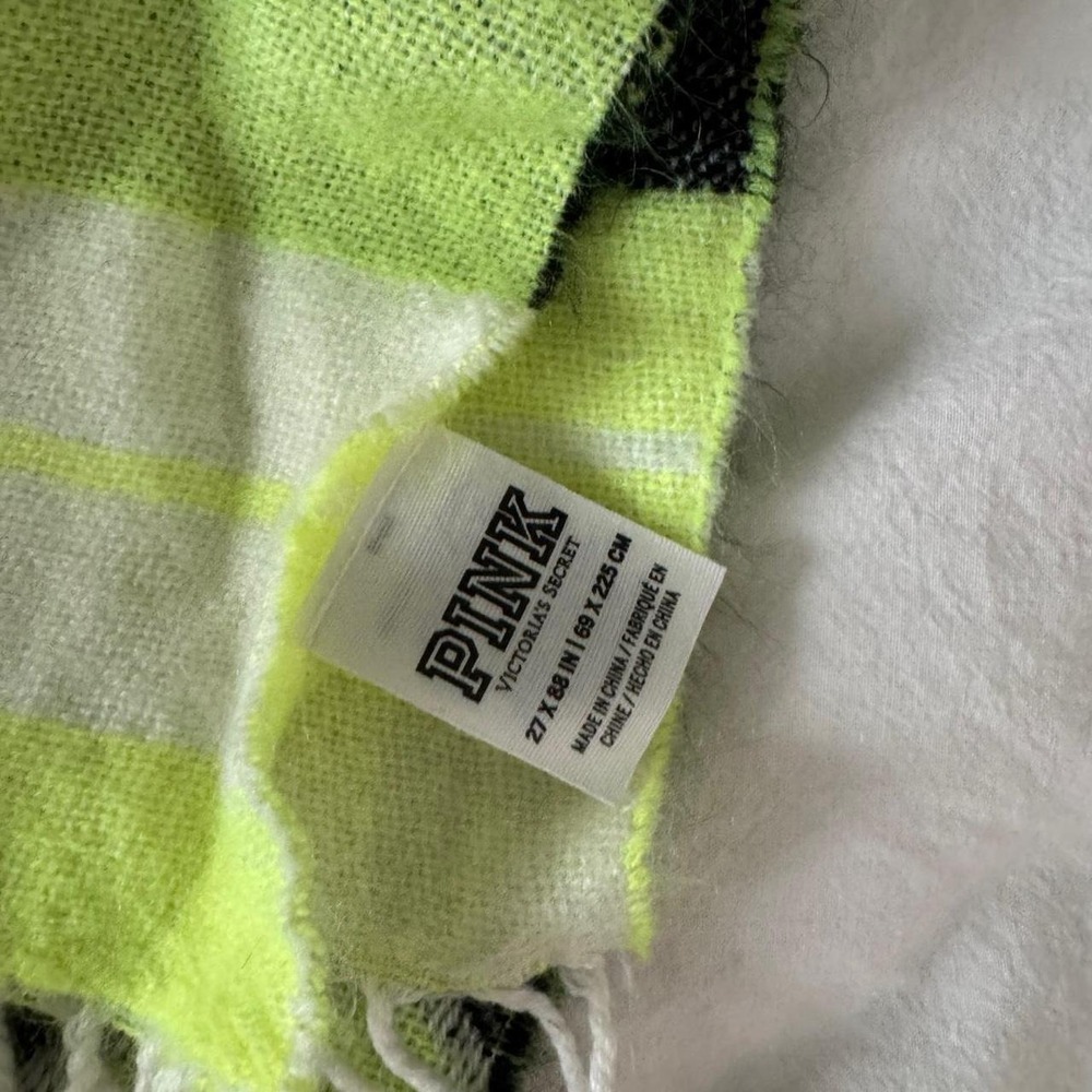 Neon green and black Victoria's Secret PINK scarf 27 x 88 in | 69 x 225 CM - Picture 6 of 8